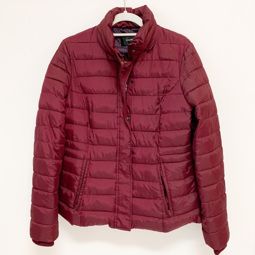 Colebrook Zip Up Puffer Jacket Coat Maroon